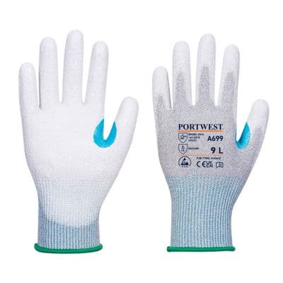 Portwest A699 - MR13 ESD PU Palm Glove (Pk12)  Grey/White