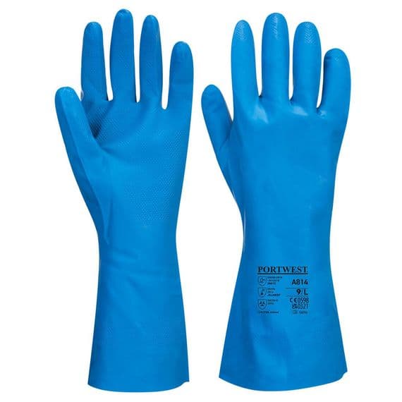 Portwest A814 - Food Approved Nitrile Gauntlet  Blue