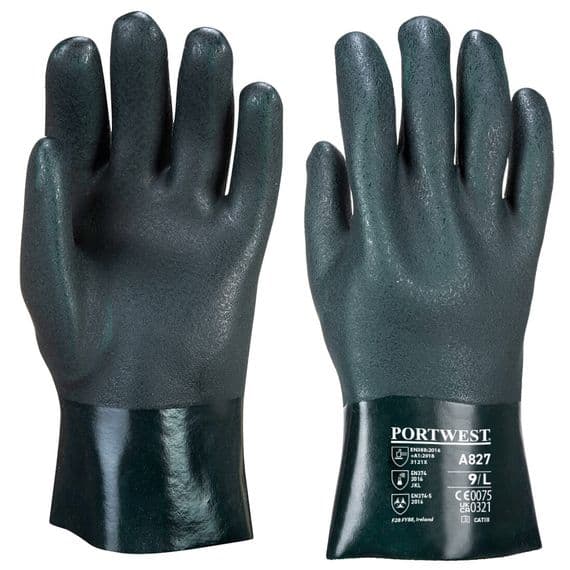 Portwest A827 - Double Dipped PVC Gauntlet 27cm  Green