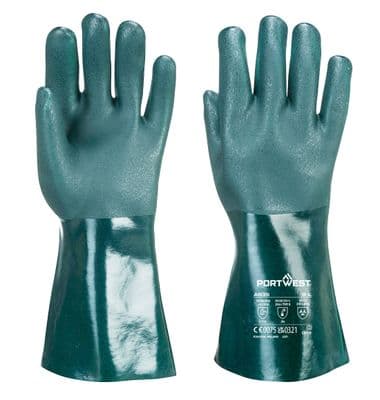 Portwest A835 - Double Dipped PVC Gauntlet 35cm  Green