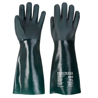 Portwest A845 - Double Dipped PVC Gauntlet 45cm  Green