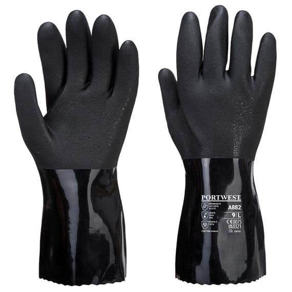 Portwest A882 - ESD PVC Chemical Gauntlet  Black