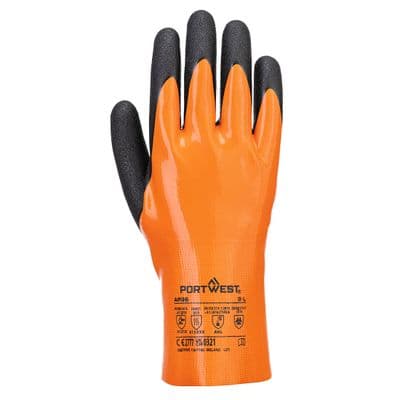 Portwest AP36 - Grip 15 Nitrile Double Gauntlet  Orange/Black