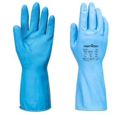 Portwest AP76 - FD Chemical B Latex Light Gauntlet (Pk12) Blue