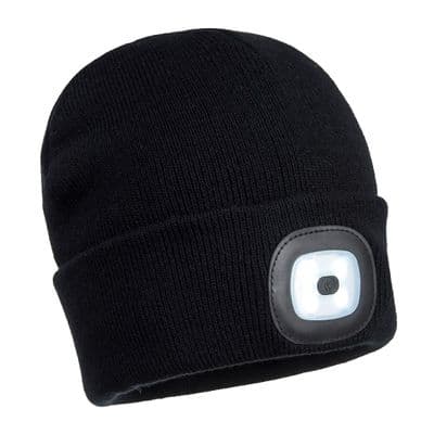 Portwest B028 - Rechargeable Twin LED Beanie  Black