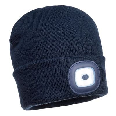 Portwest B029 - Beanie USB Rechargeable LED Head Light  Navy