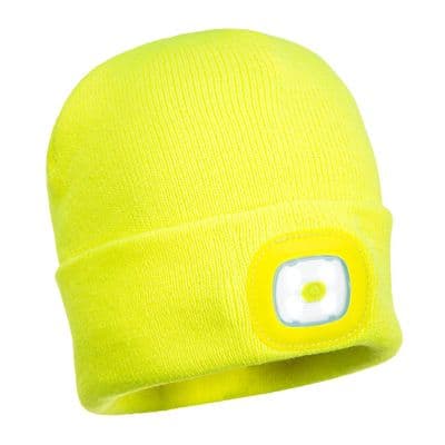 Portwest B029 - Beanie USB Rechargeable LED Head Light  Yellow
