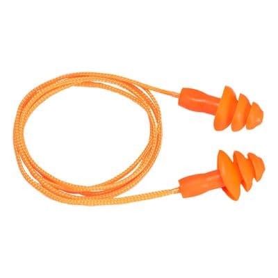 Portwest EP04 - Reusable Corded TPR Ear Plugs (50 Pairs)  Orange