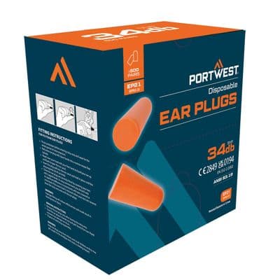 Portwest EP21 - Ear Plug Dispenser Refill Pack (500 Pairs)  Orange