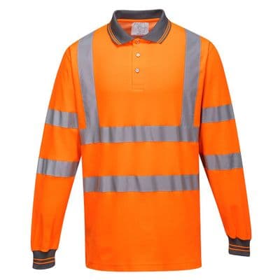 Portwest Hi-Vis Cotton Comfort Polo Shirt L/S