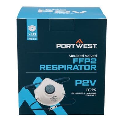 Portwest P211 - Moulded FFP2 Valved Respirator (Pk10)  White