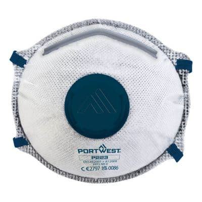 Portwest P223 - FFP2 Carbon Valved Dolomite Respirator (Pk10)  White