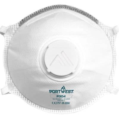Portwest P304 - FFP3 Valved Dolomite Light Cup Respirator (Pk10)  White