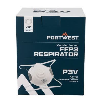 Portwest P311 - Moulded FFP3 Valved Respirator (Pk10)  White