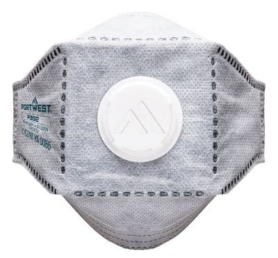 Portwest P392 - EAGLE FFP3 Valved Carbon Fold Flat Respirator (Pk10)  White