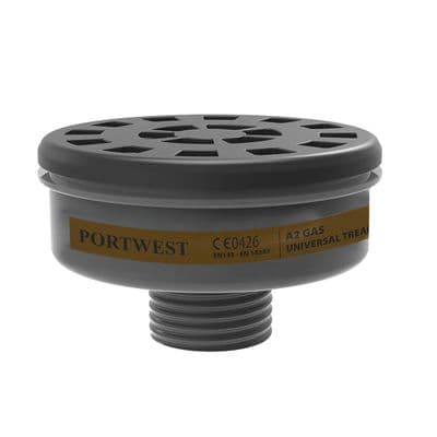 Portwest P906 - A2 Gas Filter Universal Thread (Pk6)  Black