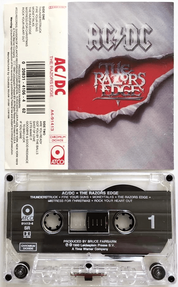 AC/DC - The Razors Edge Cassette Album EX/EX
