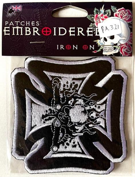 Black/White Gothic Cross Iron-On/Sew On Patch (pa321)