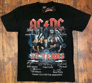 BNWT Rock@Tees AC/DC 50 Years 1973-2023 Double Sided T-shirt XL (ts0557)