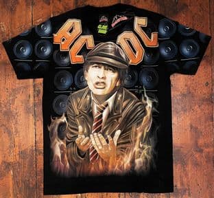 BNWT Rock@Tees AC/DC Glow In The Dark Double Sided T-shirt XL (ts0431)