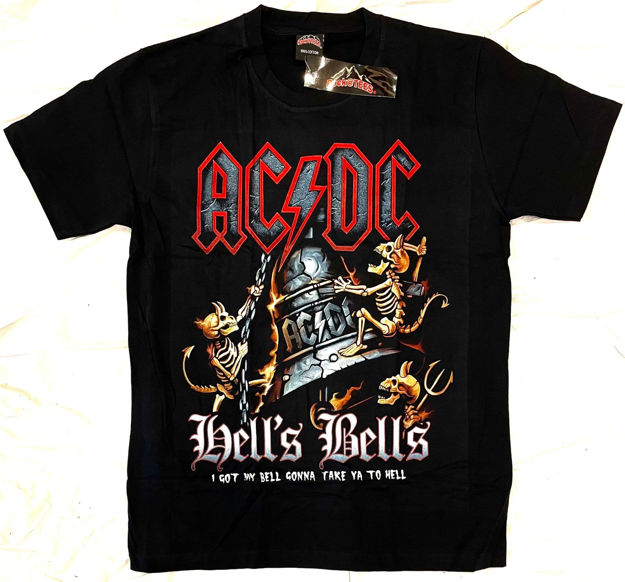 BNWT Rock Tees AC/DC Hells Bells Double Sided T-shirt - L ts0211