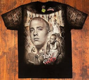 BNWT Rock@Tees Eminem Rap God Glow In The Dark Double Sided T-shirt M (ts0444)