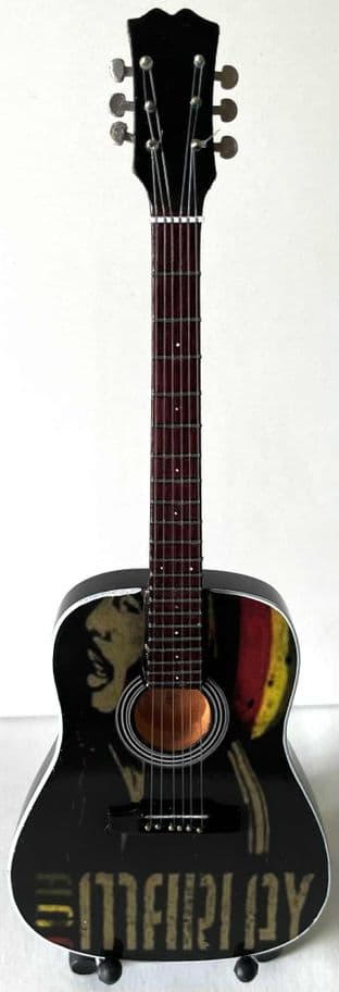 Bob Marley - Face/Beanie Miniature Wooden 1:4 Scale Guitar With Stand (New/Box)