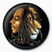 Bob Marley - Split Lion Face - (25mm Button Badge)