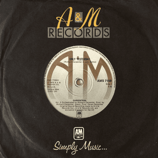 Carpenters - Only Yesterday (7") (VG/G)