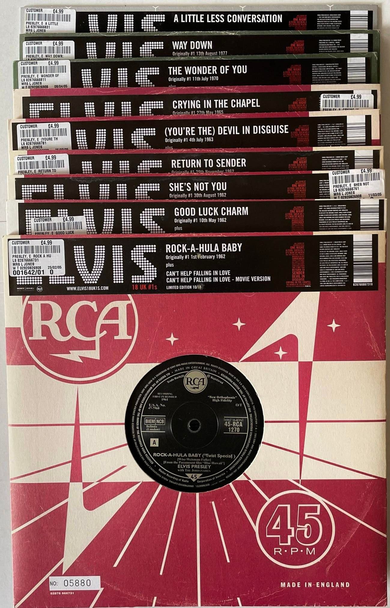 Elvis Presley 18 UK 1s 18 x 10