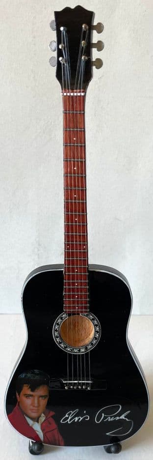 Elvis Presley: Autograph Miniature Wooden 1:4 Scale Guitar With Stand (New/Box)