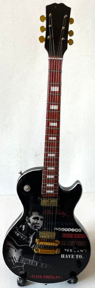 Elvis Presley: Playing Guitar (With Text) Miniature Wooden 1:4 Scale Guitar With Stand (New/Box)