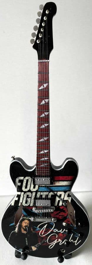 Foo Fighters Dave Grohl Autograph Miniature Wooden 1:4 Scale Guitar With Stand (New/Box)
