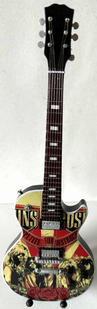 Guns N Roses Appetite For Destruction Miniature Wooden 1:4 Scale Guitar With Stand (New/Box)