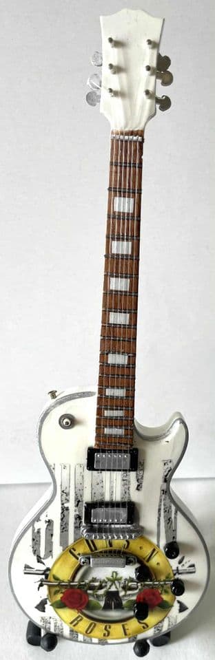 Guns N Roses White Logo Miniature Wooden 1:4 Scale Guitar With Stand (New/Box)