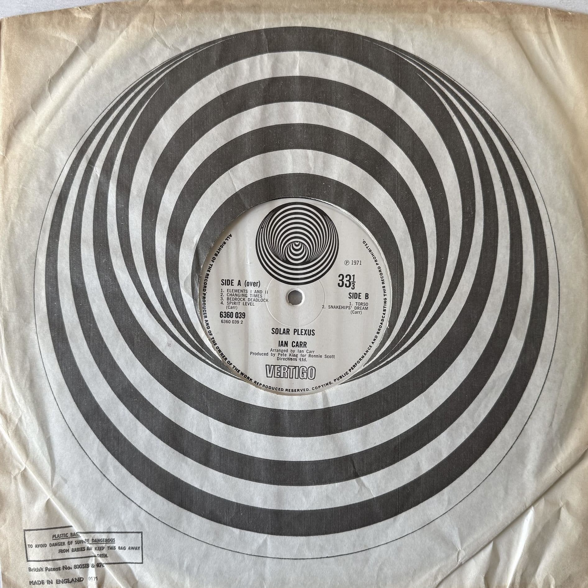 Ian Carr With Nucleus - Solar Plexus 1971 LP VG/VG