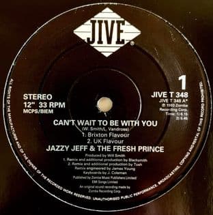 Jazzy Jeff & The Fresh Prince - Can't Wait To Be With You (12") (G++/NM)