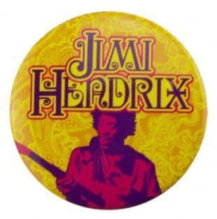 Jimi Hendrix - Classic Image & Logo (38mm Button Badge)