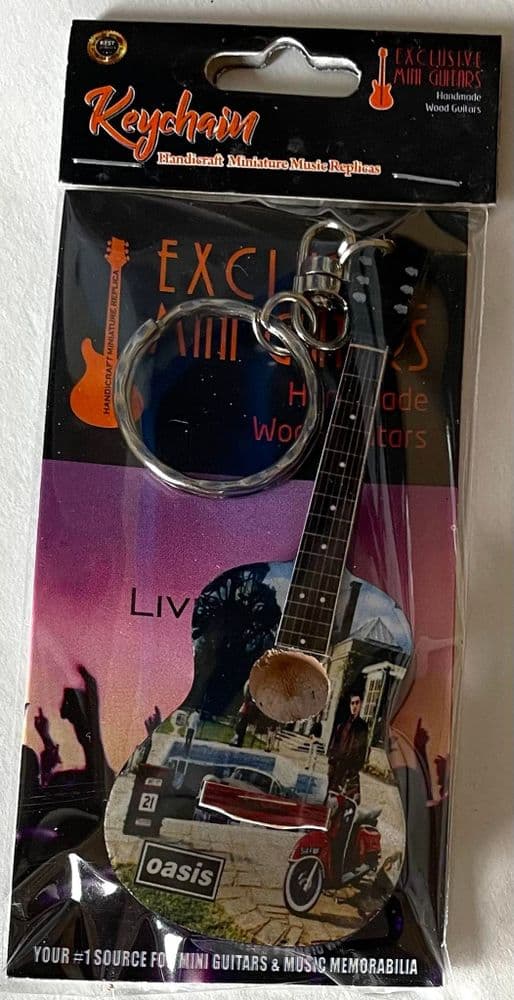 KEYCHAIN Handicraft Wood Guitar Replica Miniature Guitar - Oasis New