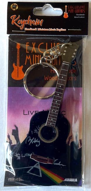 KEYCHAIN: Handicraft Wood Guitar Replica Miniature Guitar - Pink Floyd The Wall Black Hole (New)