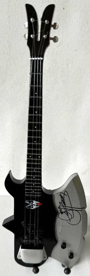 Kiss Gene Simmons Autograph (V2) Miniature Wooden 1:4 Scale Guitar With Stand (New/Box)