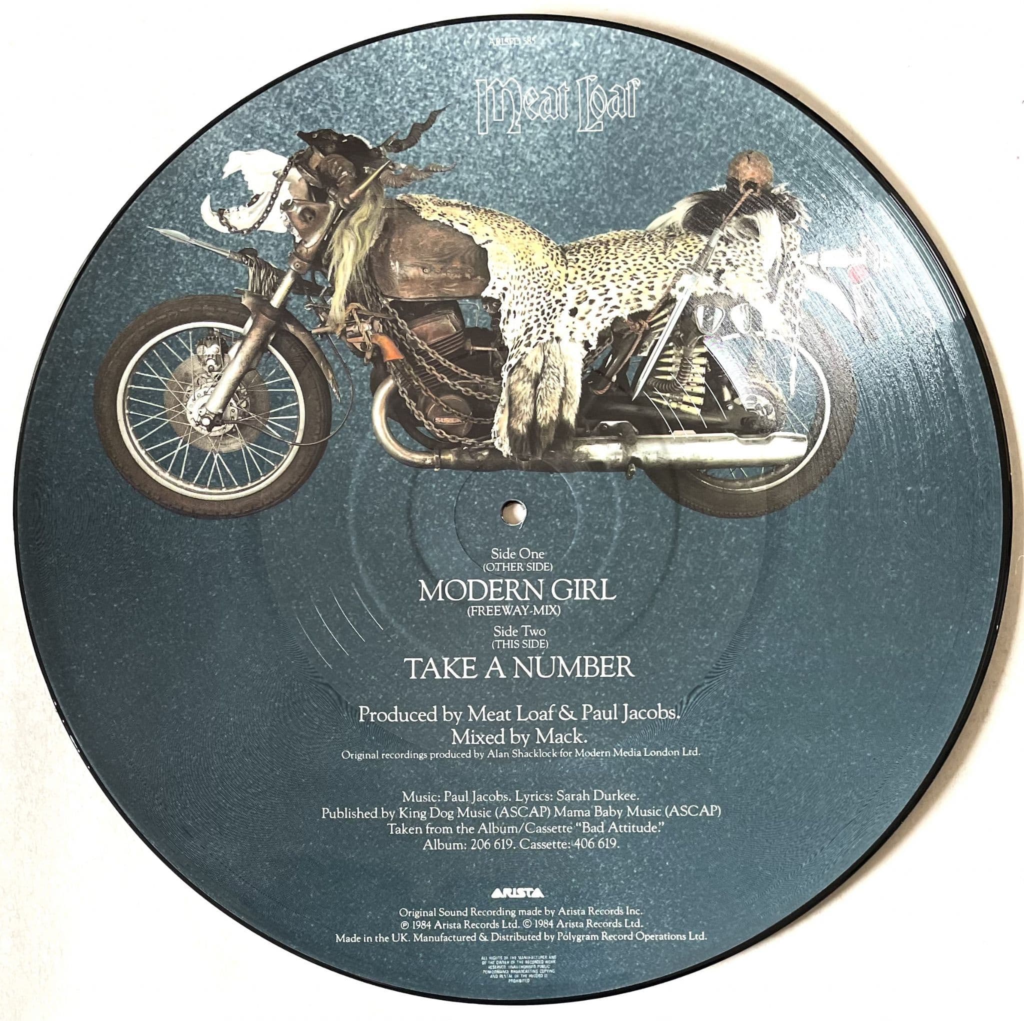 Meat Loaf Modern Girl 12" Picture Disc VG/NM