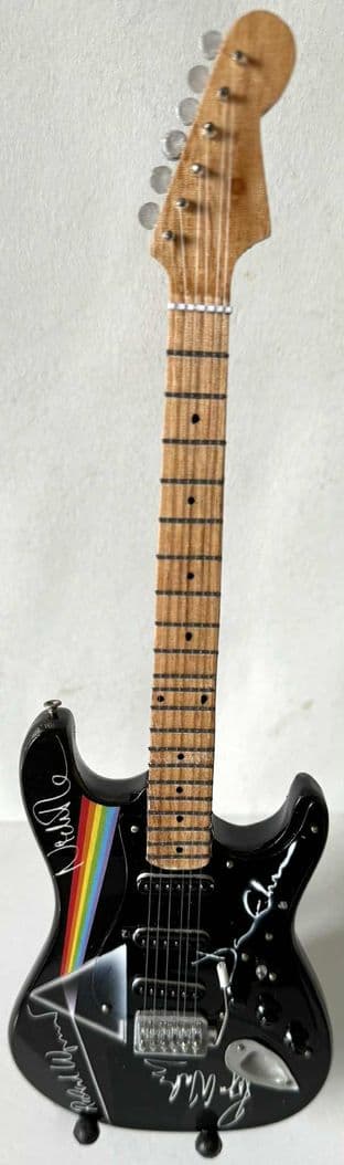 Pink Floyd DSOTM/Autographs (V2) Miniature Wooden 1:4 Scale Guitar With Stand (New/Box)