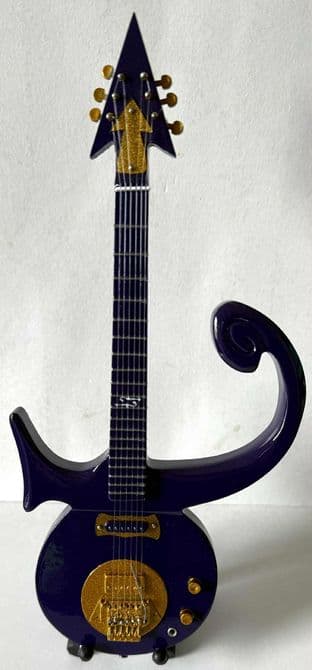 Prince Purple Symbol (V2) Miniature Wooden 1:4 Scale Guitar With Stand (New/Box)