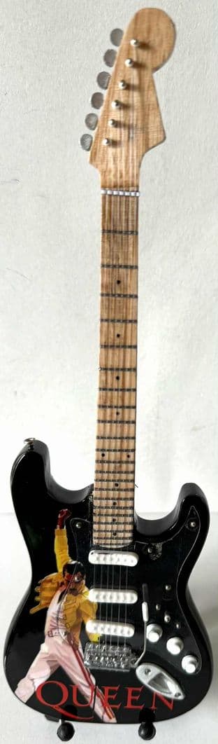 Queen - Freddie Mercury Pose Miniature Wooden 1:4 Scale Guitar With Stand (New/Box)