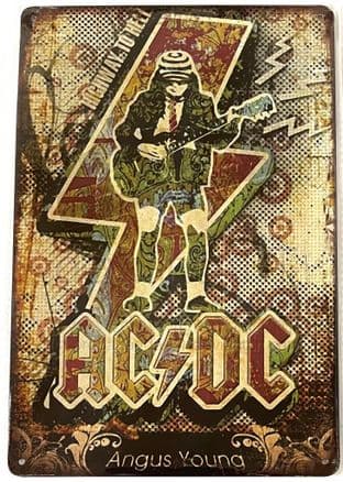 Retro Music Metal/Tin Poster Wall Plaque: AC/DC Angus Young (WP45) (New)