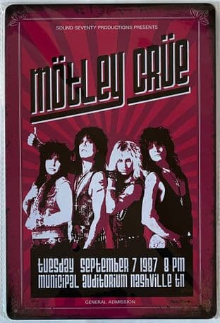 Retro Music Metal/Tin Poster Wall Plaque: Motley Crue (WP10) (New)