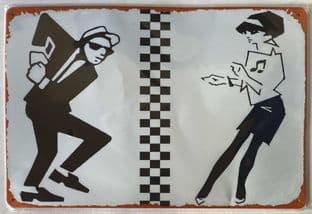 Retro Music Metal/Tin Poster Wall Plaque: SKA 2 Tone Man/Woman (WP62) (New) (1)