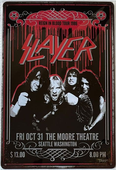 Retro Music Metal/Tin Poster Wall Plaque: Slayer (WP21) (New)