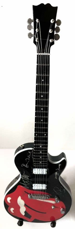 Rolling Stones - Tongue/Autographs Miniature Wooden 1:4 Scale Guitar With Stand (New/Box)
